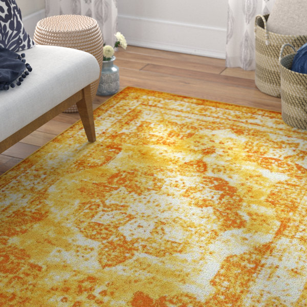 Mistana™ Brandt Performance Yellow/Orange Rug & Reviews Wayfair